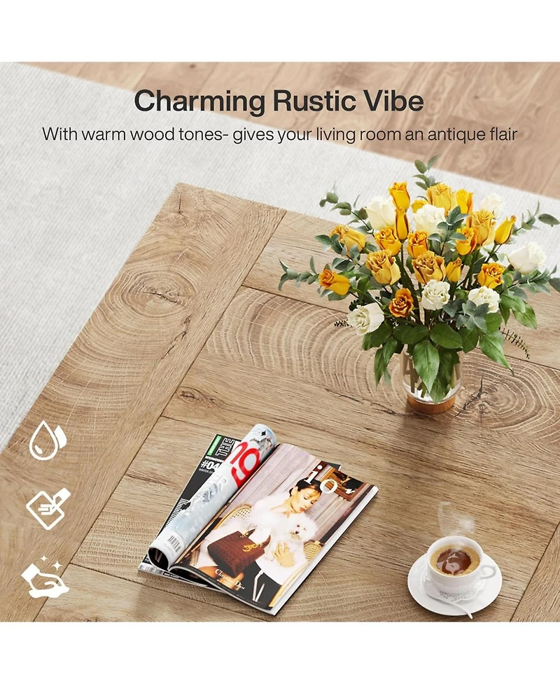 Tribesigns Square Coffee Table, Wood Center Table for Living Room, 31.5" Modern Cocktail Tea Accent Table, Natural