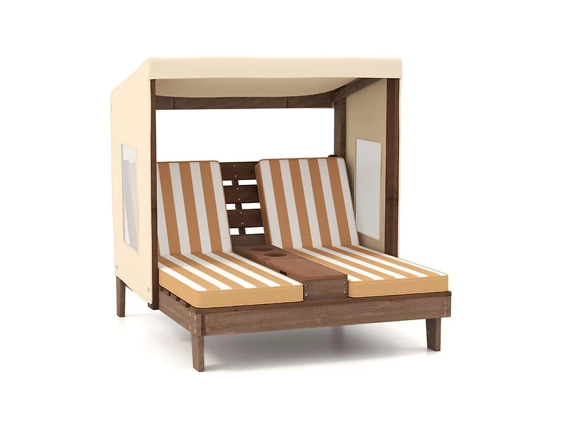 Slickblue Kids Patio Lounge Chair with Cup Holders and Awning