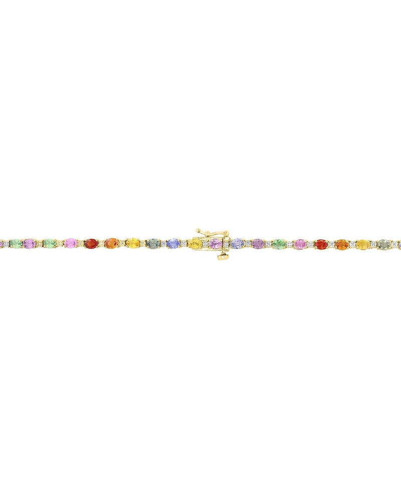 Effy Collection Multi Sapphire (17-1/2 ct. t.w.) and Diamond (1/4 ct. t.w.) Necklace in 14k Yellow Gold