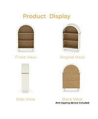 Casainc Arched 3-Tier Storage Cabinet Small Bookcase with 3 Shelves