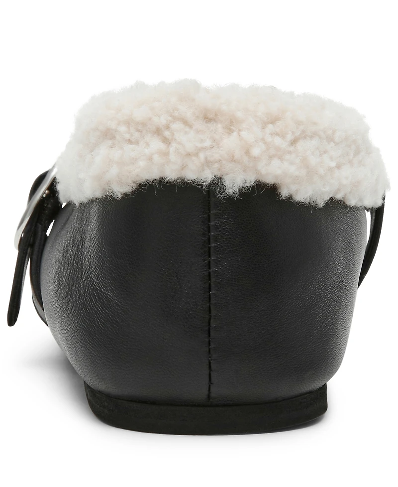 Steve Madden Women's Lodge Cozy Adjustable Strap Mary-Jane Flats