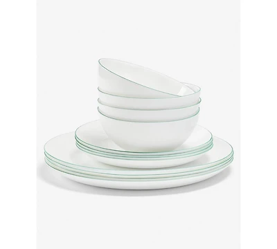 Arch Studio Opal Glass Rim 12-Pc. Dinnerware Set, Service For 4