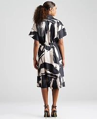 Natori Women's Brushstroke Short-Sleeve Dress