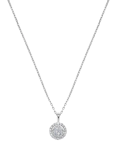Macy's Diamond Cluster Pendant Necklace (1/4 ct. t.w.) in 14k White Gold