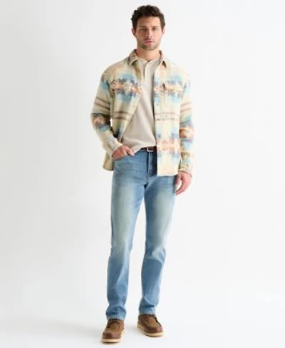 Lucky Brand Mens Jacquard Utility Shirt Henley Pullover Sweater Paired With The Fenwick 410 Athletic Straight Stretch Jean