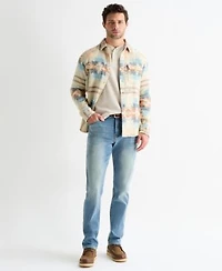 Lucky Brand Mens Jacquard Utility Shirt Henley Pullover Sweater Paired With The Fenwick 410 Athletic Straight Stretch Jean