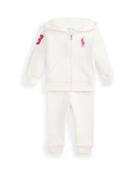 Polo Ralph Lauren Baby Girls' Big Pony Fleece Zip Hoodie and Pants, 2-Piece Set