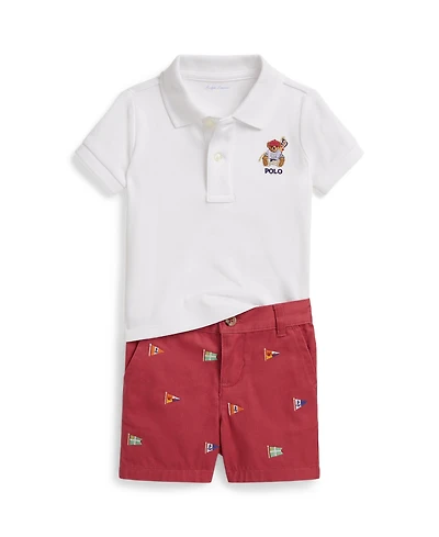 Polo Ralph Lauren Baby Boys' Bear Print Shirt and Shorts, 2-Piece Set