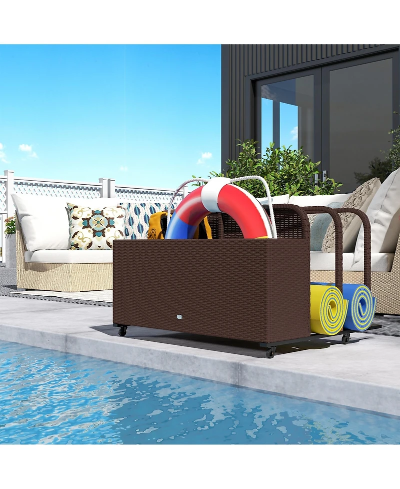 Outsunny Pool Storage Bin Rolling Cart, Rat Float Toy Organizer,