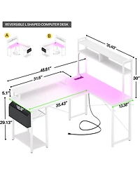 Aheaplus 49'' Small L Shaped Desk with Hutch
