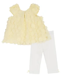 Rare Editions Baby Girls' 3D Flower Sequin Top and Knit Leggings, 2-Piece Set