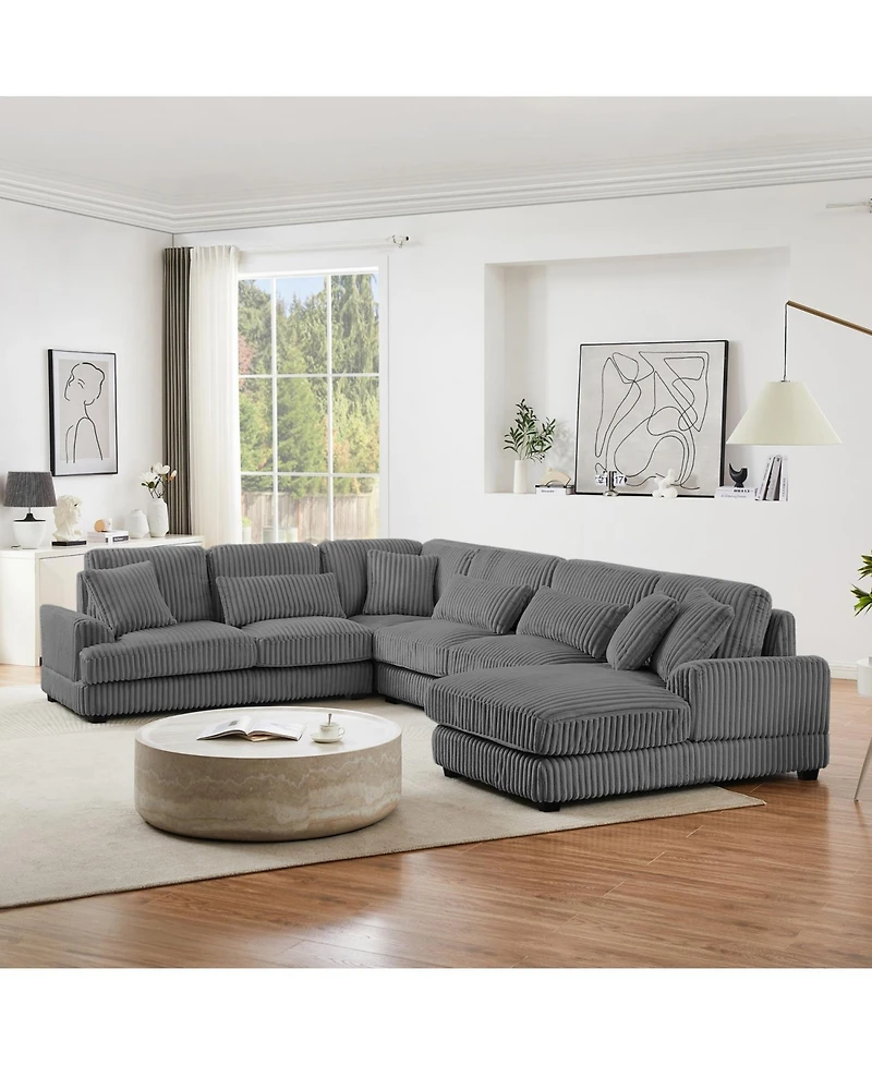 Streamdale 129" U-Shaped Sectional Sofa Corduroy with Chaise
