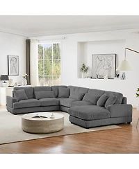 Streamdale 129" U-Shaped Sectional Sofa Corduroy with Chaise