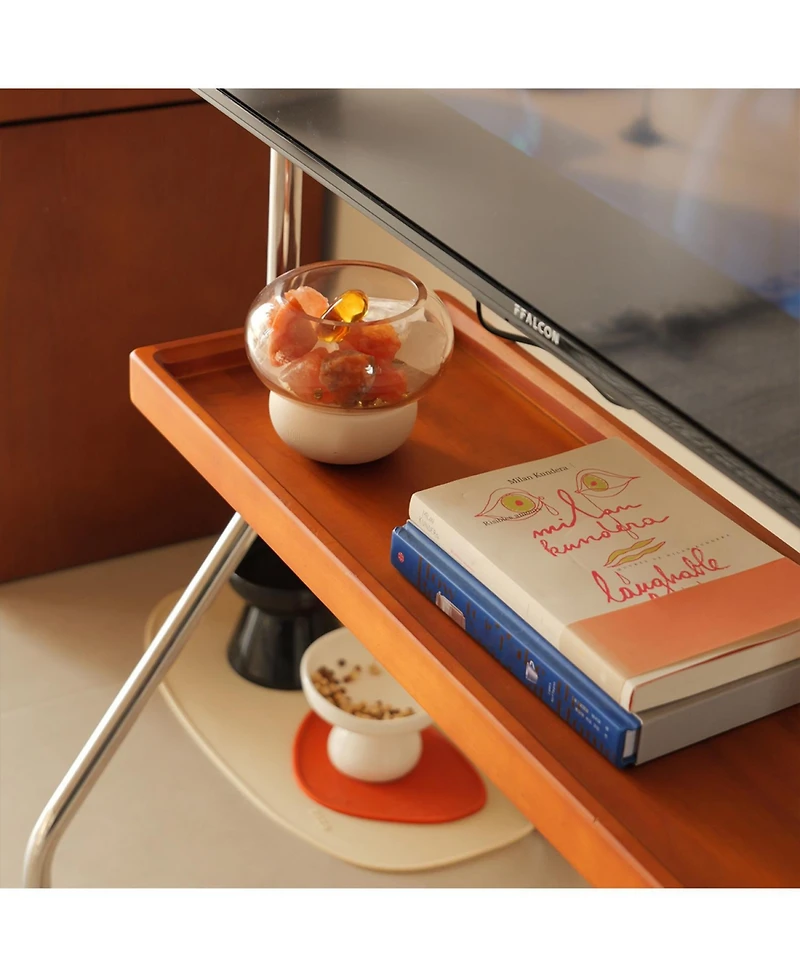 Streamdale Furniture Antique Brown Movable Tv Stand