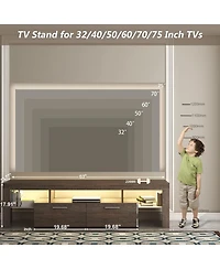 Streamdale Furniture 75" Wood Modern Brown Tv Stand