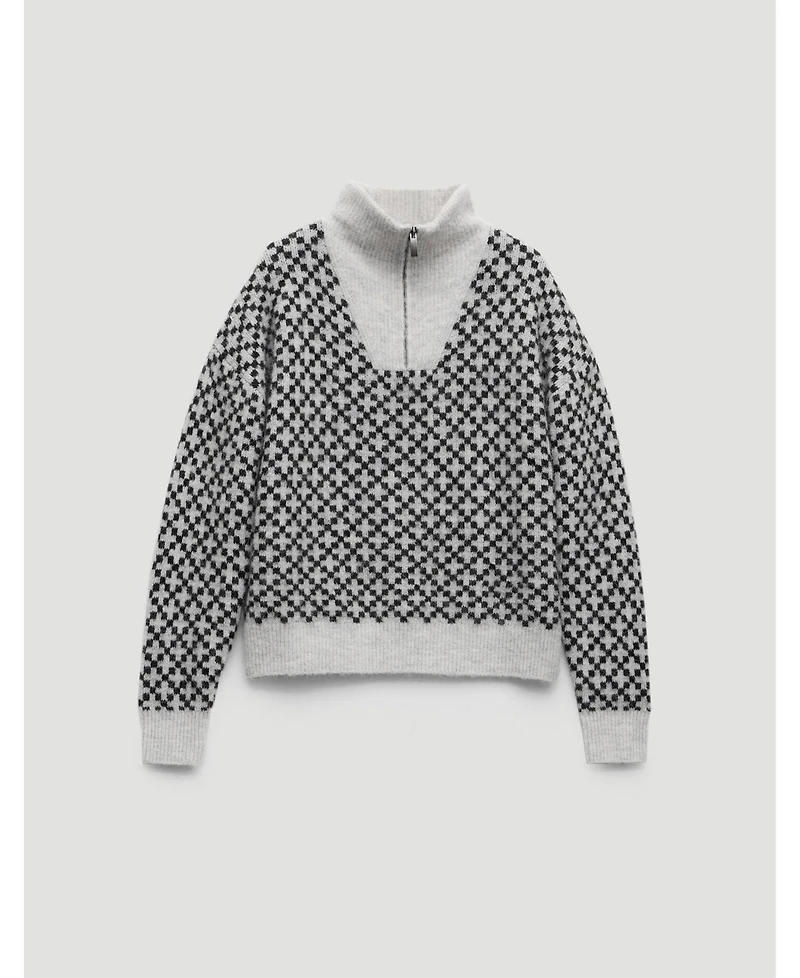 Hush Women's Juno Quarter Zip Mono Jacquard Jumper