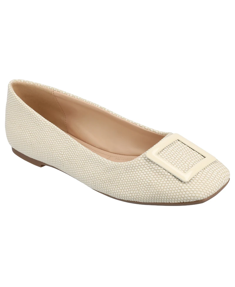 Journee Collection Women's Zimia Buckle Square Toe Ballet Flats