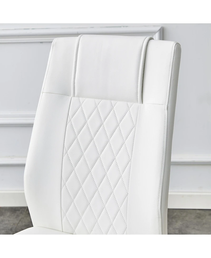 Streamdale Furniture + 71" & 6 Pc. + Glass & Pu + Dining Set