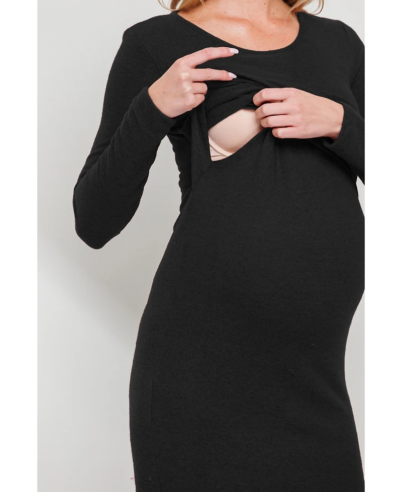 Hello Miz Maternity Long Sleeve Bodycon Nursing Dress