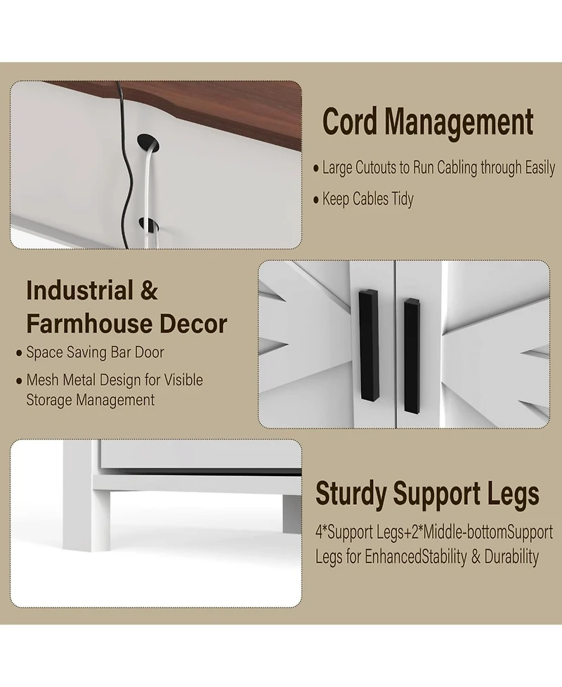 gaomon 31" Tall Media Cabinet with Open Shelf and Sliding Barn Door Modern Farmhouse Tv Stand