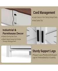 gaomon 31" Tall Media Cabinet with Open Shelf and Sliding Barn Door Modern Farmhouse Tv Stand