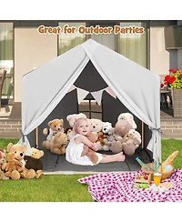 Hongge Kids Teepee Play Tent with Cotton Mat and Decorative Flag Banner