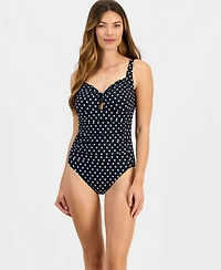 Island Escape Women's Twist-Front Keyhole One-Piece Swimsuit, Macy's Exclusive