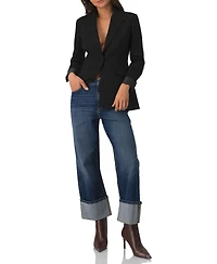Ivonne Women's Blazer with Pockets and Floral Accessory