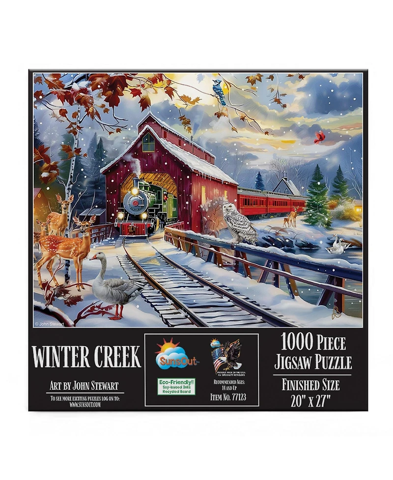 SunsOut Winter Creek 1000 piece Jigsaw Puzzle for Adults Christmas