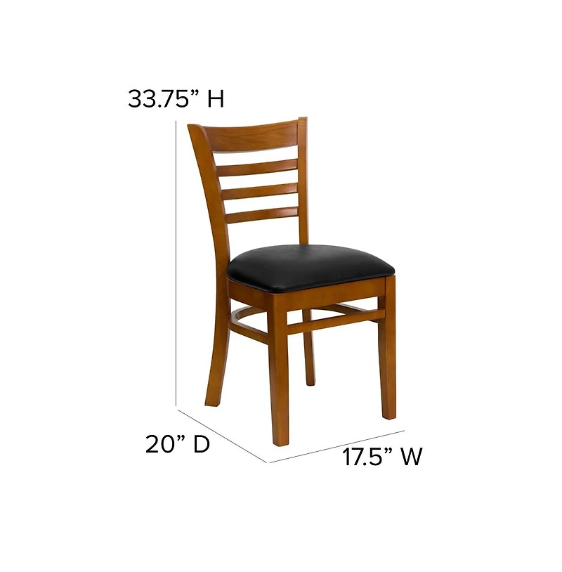 Emma+Oliver Ladder Back Wooden Restaurant Dining Chair