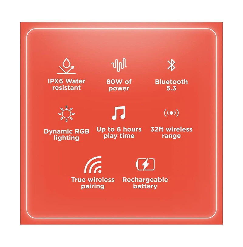 RadioShack 80W IPX5 Splashproof Powerful Portable Bluetooth Speaker Black & Orange with Tws for Pairing