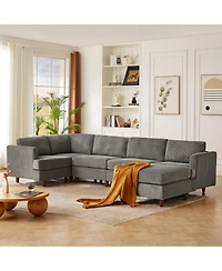 Streamdale Furniture Corduroy 6-Seater Modular Sectional Sofa