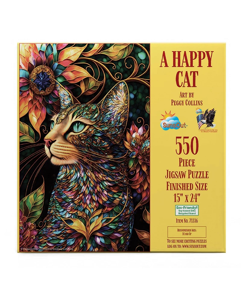SunsOut A Happy Cat 550 piece Jigsaw Puzzle for Adults