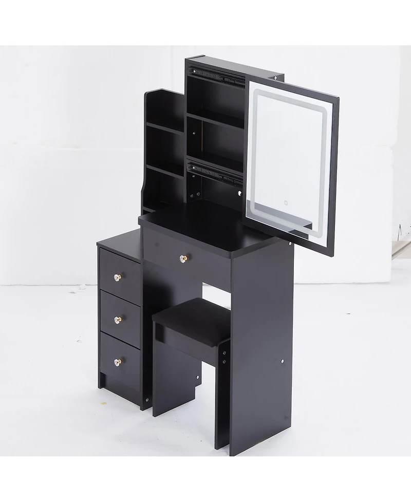 Streamdale Furniture Streamdale Compact Bedside Vanity Table with Led Mirror