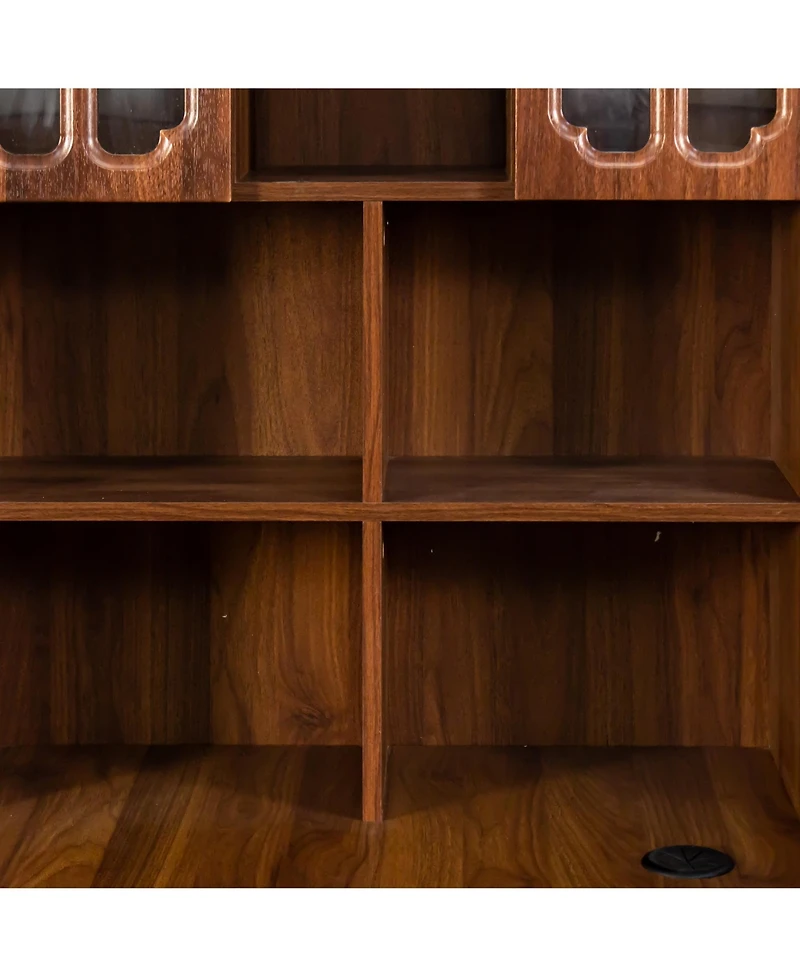 Streamdale Furniture 2-in-1 L-Shaped Corner Desk with Drawers, Bookshelf & Hutch