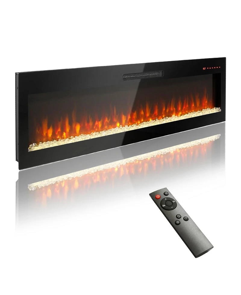 Flynama 60 Inch Electric Fireplace, Recessed and Wall Mounted Fireplace