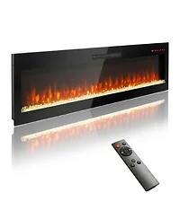 Flynama 60 Inch Electric Fireplace, Recessed and Wall Mounted Fireplace
