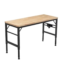 Streamdale Furniture Adjustable Height Workbench, 60" Rubber Wood Top with Power Outlets, 2000 lbs Capacity