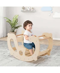 2-in-1 Rocking Horse Arch for Kids with Rocker Arch Climber Comfortable Backrest