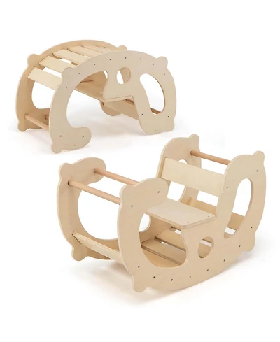 2-in-1 Rocking Horse Arch for Kids with Rocker Arch Climber Comfortable Backrest