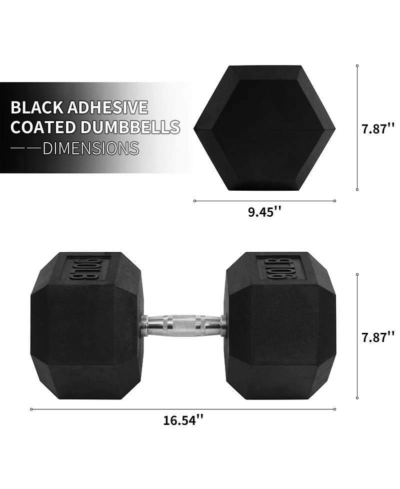 Signature Fitness Hex Single Dumbbell Strength Training Workout Equipment, 90 lb