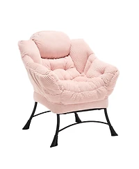 Streamdale Furniture Pink Lazy Chair with Ottoman