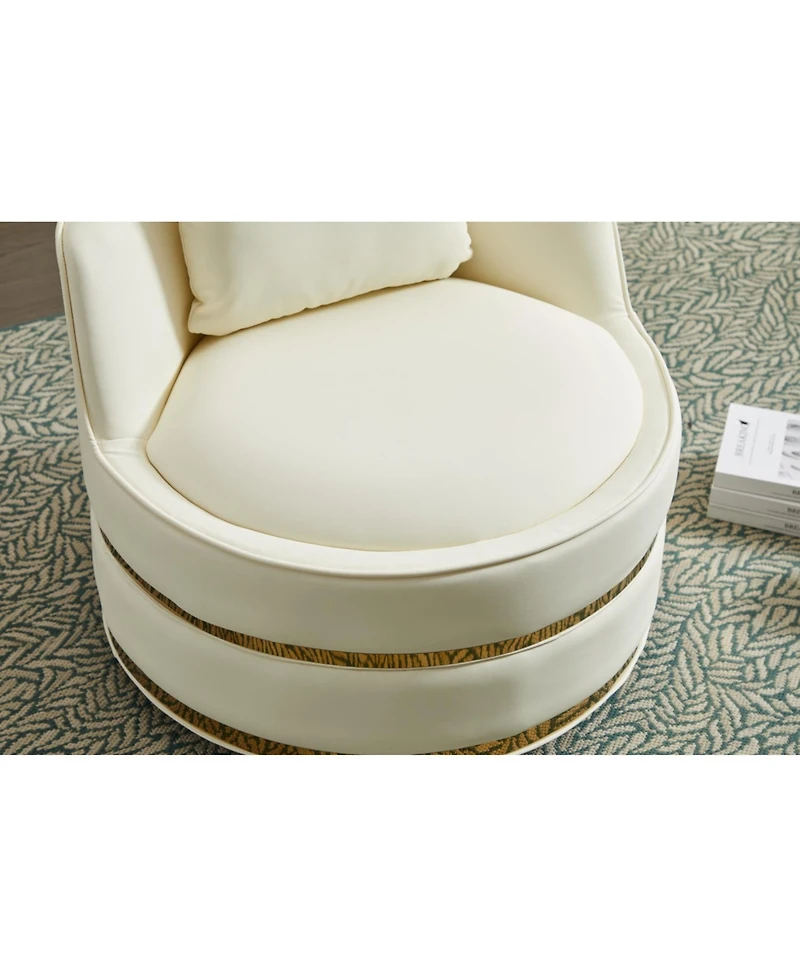 Streamdale Furniture Swivel Accent Chair, Faux Leather Barrel Club Chair