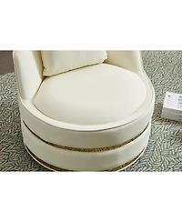 Streamdale Furniture Swivel Accent Chair, Faux Leather Barrel Club Chair