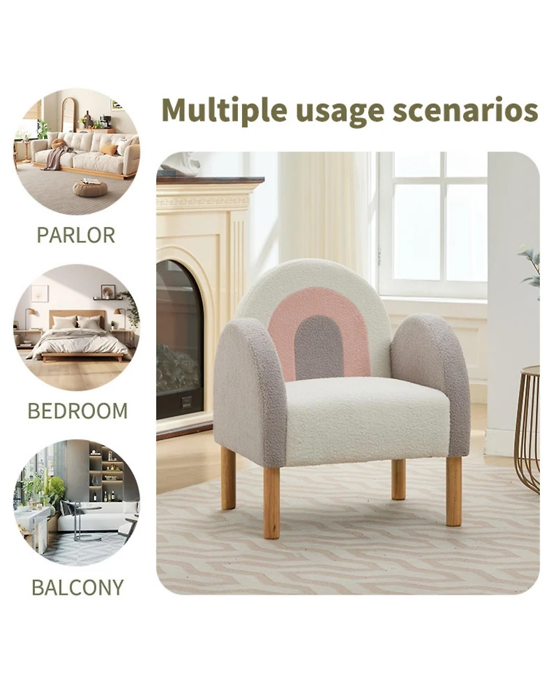 Streamdale Furniture Accent Chair Sofa, Toddler Fabric with Solid Wooden Frame,Rainbow Design