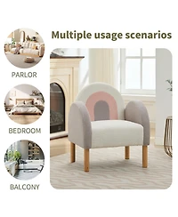 Streamdale Furniture Accent Chair Sofa, Toddler Fabric with Solid Wooden Frame,Rainbow Design