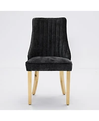 Streamdale Furniture Chenille Dining Chairs Set of 2 Black