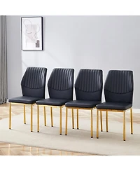 Streamdale Furniture Luxury Black Pu Dining Chairs - Gold Legs (Set of 4)