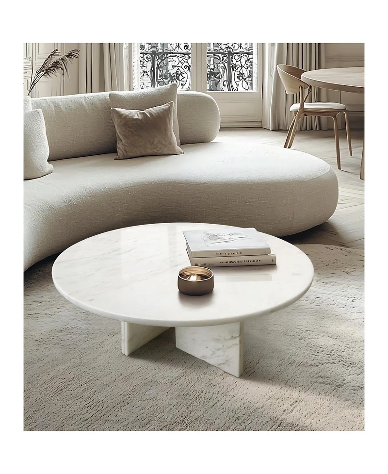 Streamdale Furniture White Marble Coffee Table - Small 27.6