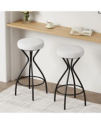 Streamdale Furniture 29" Floral Counter Stools - Black & White (Set of 2)